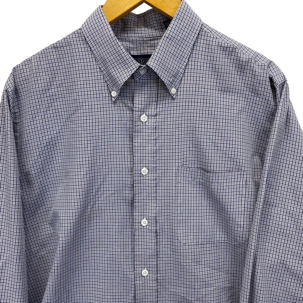 VTG Lands End Mens Regular Fit Checkered Button Down Long Sleeve Size 16H 35